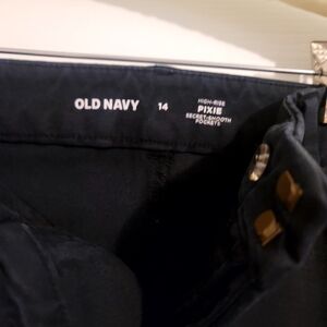 Old Navy Black Pixie Pants with Gold Buttons